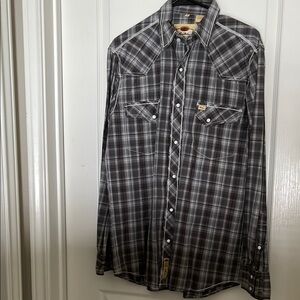 Larry Mahan Black and Gray Casual pearl snap Shirt